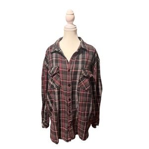 Plaid Flannel Button Up Shirt Workwear Grunge Oversized 2XL Dickies